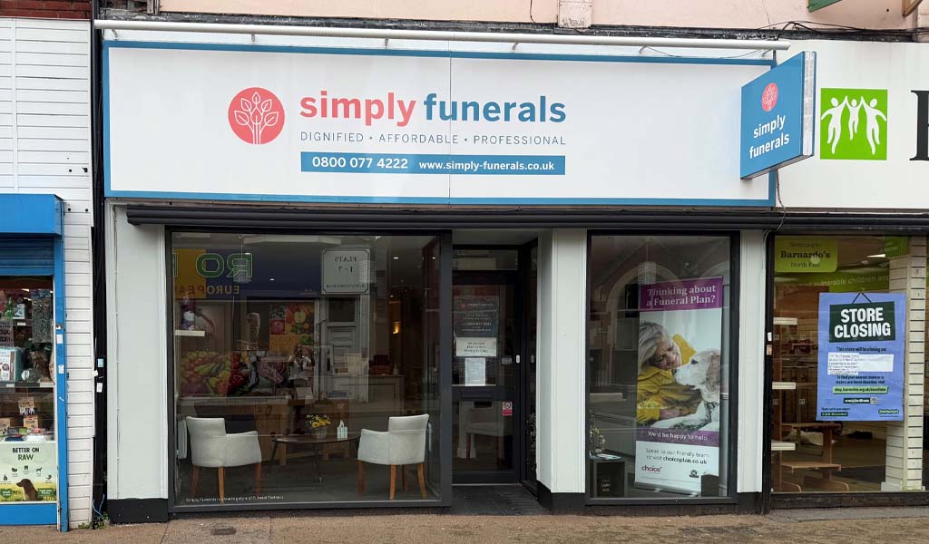 The outside of Simply Funerals Portsmouth branch.